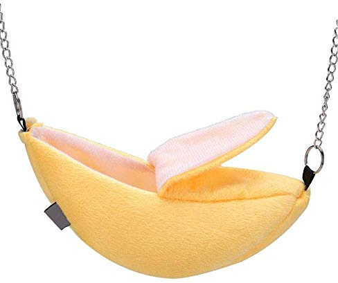 qiangXINGYai 1 Pack Hamster Hanging House Hammock Banana Design Small Animals Cotton Cage Sleeping Nest Suitable for Small Pet Bed Small Hamster Toys Cage Swing (Yellow)