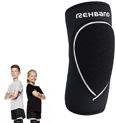 Rehband gomitiere per bambini, 1 pezzo o 1 paio, nero, protezione gomito confortevole per pallavolo e pallamano, Colore:Nero, Misura:L