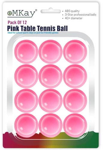 eMKay® Pack of 12 Ping Pong Table Tennis Balls (3-Star 40+ High-Performance ABS Material Training Balls) Ideal for Indoor and Outdoor Table Tennis - PINK