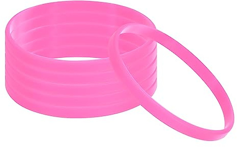 PATIKIL Silicone Bracelets, 6 Pack Colored Rubber Wristbands Blank Stretch Sports Bands for Adults Teen Sports Team Games, Pink