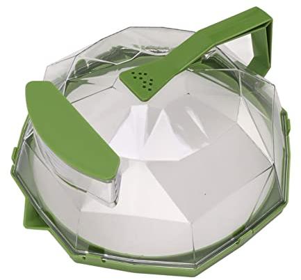 Mikrowellen Abdeckung mit Lange Griff, 29 x 12 cm Rund Wiederverwendbar Mikrowellenhaube Mikrowellendeckel Futterteller Deckel Spritzschutz für Geschirrteller(Grün)