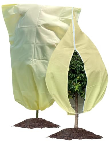 Homoda Plant Covers Freeze Protection Large, 2 Packs 60''W x 70''H Shrub Covers with Zipper and Drawstring, Frost Cloth for Winter, Outdoor Plant Blankets for Cold Weather