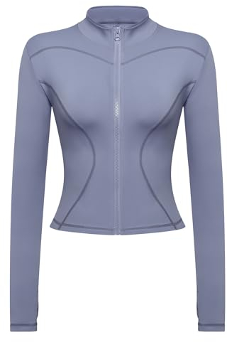 Gyabnw Sportshirt Damen Langarm Sport Jacke Damen Fitness Laufjacke Gym Oberteil Damen Trainingsjacke mit Daumenloch Fitness