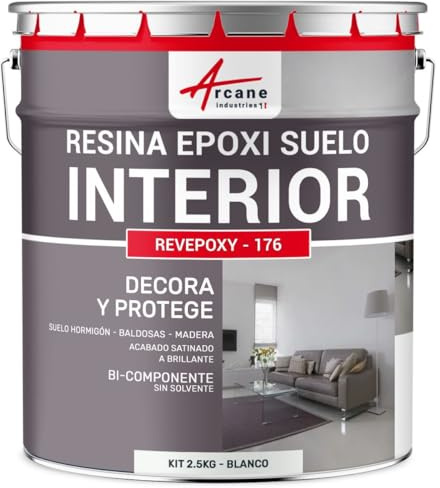 ARCANE INDUSTRIES Resina epoxi para suelos interiores - REVEPOXY - 176-1 kg (hasta 5 m² en 2 capas) Blanco - RAL 9003