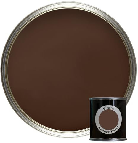 Vintro Paint | Very Dark Brown Luxury Matt Emulsion | Paint Tester Pot | Smooth Chalky Finish | Multi Surface Paint | for Walls, Ceilings, Wood and Metal | 125ml (Dark Brown - Ribwort)