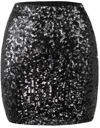 Kefiyis Jupe à paillettes pour femme - Taille élastique - Jupe à paillettes avec doublure - Pour festival, carnaval, fête