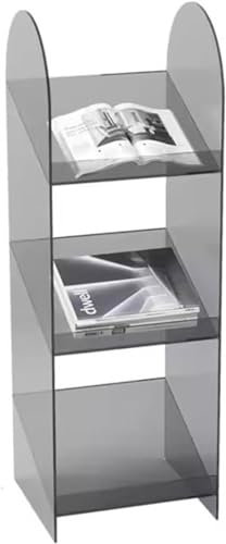 ININOSNP Zeitungsständer, Acryl, kreativer einfacher Buch- und Broschürenständer, bodenstehender Zeitungsständer(Gray,32 * 30 * 95)