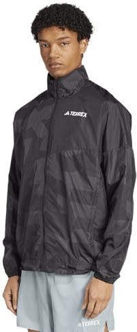 adidas Men's Terrex Multi Printed Trail Running Wind Jacket, Black/Carbon, Medium