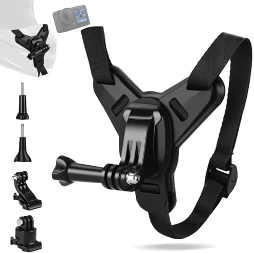 Vuxava Soporte Casco Moto 180° con Chin Mount y Anclaje – Compatible con cámaras para GoPro Hero 13/12/11/10, Soporte cámara acción, fijación Segura, Accesorios Casco