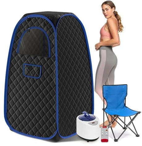 Sauna à vapeur pliable, sauna portable for la maison, tente de avec cuiseur 2,6 L, télécommande, chaise pliante, 9 niveaux