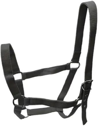 ianufu Cattle Halter Horse Halter Portable PP Webbing Wear Resistant for Pasture Contest Practice Farm Sports Groundwork Supply for Gentle Control Calves During Grooming(Black)