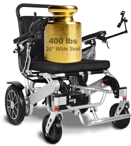 CHINFREAN 20 Inch Wide Electric Wheelchair for Adults up to 400lbs, Foldable Power Wheelchair with 30 Miles Long Range Battery, All-Terrain 700W Dual Motors with Phone Holder & USB Charging