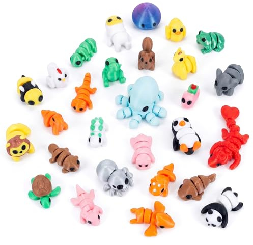 28 PCS 3D Printed Animal Figures Set – Flexible Joints Miniature Toys | Flexible Joints for Posing. Ideal Desk Decor, Party Favors, Cake Toppers & Classroom Rewards. Great for Collectors & Adults