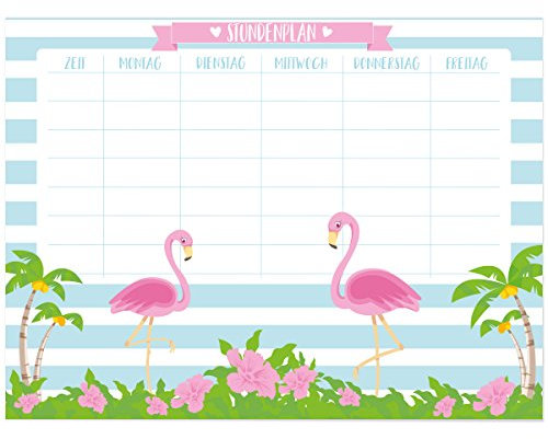 Wandkings Stundenplan Flamingos - Whiteboardfolie abwischbar - Wähle eine Größe - 40 x 30 cm