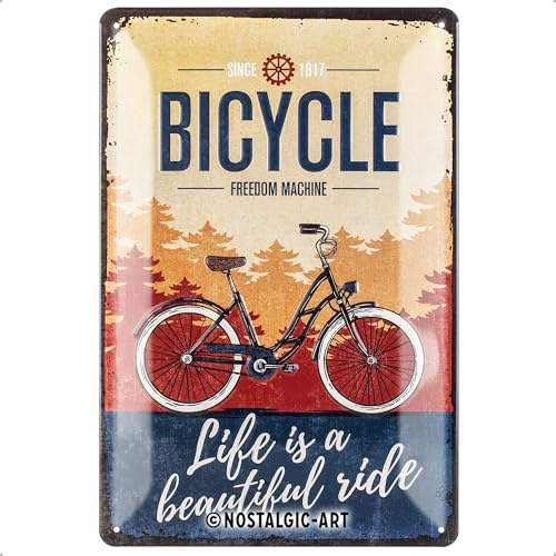Nostalgic-Art Retro Blechschild, 20 x 30 cm, Bicycle – Beautiful Ride – Geschenk-Idee für Fahrradfahrer, aus Metall, Vintage Design, Blechschilder Sprüche