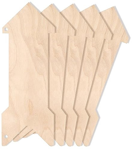 Creative Deco 5 x Ciondolo Freccia, Abbellimenti Forme Freccia in Compensato | Targhette Legno, Legnetti per Lavoretti | 30 x 11 cm | Legno non Verniciato, per Verniciare, Decorare, Regalo