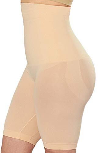 SHAPERMINT Tummy Control Knickers for Women - High Waisted Shapewear Shorts, Anti Chafing Body Shaper, Seamless Compression Shorts, Stomach Control Underwear for Women Nude