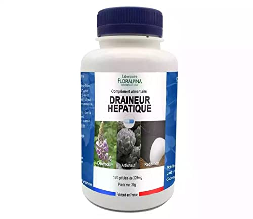 Draineur Hépatique 120 Gélules – Cure 20 Jours | Desmodium + Artichaut + Radis Noir + Romarin | Détox Foie & Digestion | Conditionnée en France, LABORATOIRE FLORALPINA