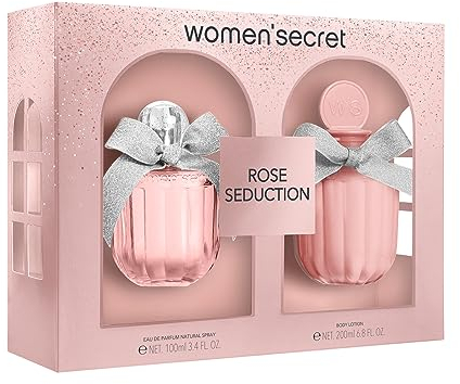 Women'secret Rose Seduction Estuche Regalo Perfumes de Mujer Pack de 2 Piezas Eau de Parfum 100ml con Vaporizador y Body Lotion 200ml Set Fragancia Floral, Afrutada y Gourmand.