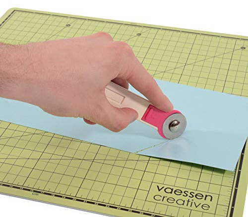 Vaessen Creative Cutter Rotatif, avec 3 Lames, pour Gauchers et Droitiers, pour le Tissu, le Papier, le Cuir, la Feutrine, le Papier Cartonné et d’autres Matériaux de Loisirs Créatifs