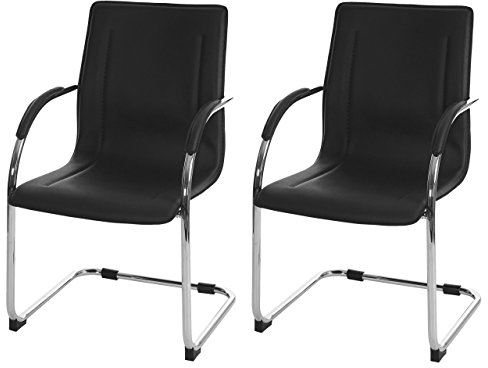 Mendler 2er-Set Esszimmerstuhl Samara, Freischwinger Küchenstuhl Lehnstuhl Stuhl, Stahl - schwarz