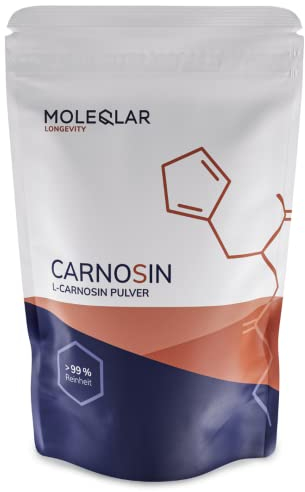 MoleQlar L-Carnosin Pulver hochdosiert - 30 Gramm pures veganes Carnosin Pulver - 1000 mg L Carnosin pro Portion - gegen AGE’s und ALE’s - inkl. Dosierlöffel - Zertifizierte Reinheit
