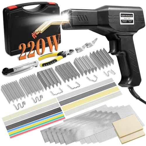 Kit de soudure en plastique de 150 W, 800 agrafes à chaud et 56 tiges de soudure en plastique pour pare-chocs de voiture, réparation de fissures en plastique (noir)