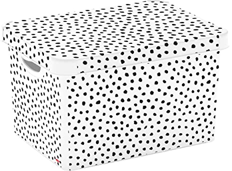 Curver Stockholm Deco Storage Box, 22 Litres - Dalmatian, White