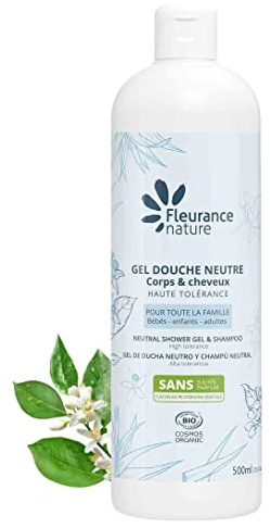 Fleurance Nature- Gel douche Neutre-Certifié Bio Cosmos Ecocert- 500m- ph neutre, sans savons- sans parfums- extra doux- pour peau sensible et atopique- pour adulte, enfant et bébé- 23141