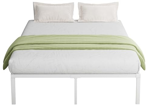 Novilla Rete Letto Matrimoniale 160x190 Struttura Letto Piattaforma, Supporto a Doghe in Acciaio, Base del Materasso, Montaggio Facile, Spazio di Archiviazione Sotto il Letto, Bianco