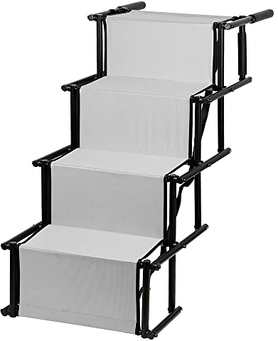 Escalier pliable pour chien - Rampe réglable - Hauteur 56 à 76 cm - Pour voitures, SUV, camions, rampes pour chien - Pliable - 5 niveaux (gris clair)