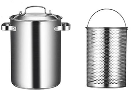 Stainless Steel Asparagus Pot Home Deep Fryer Pot Vegetable Steamer Spaghetti Pasta Cooker Set with Removable Basket and Lid for Boiled Eggs, Shrimp, Oil Deep Frying Pan for French Fries