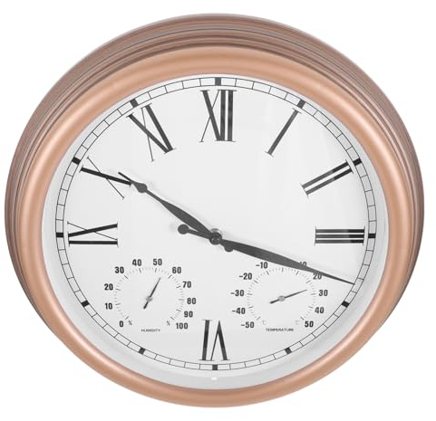 PRETYZOOM Elegante Außenwanduhr Mit Thermometer Und Hygrometer Gartenuhr Für Die Terrassendekoration