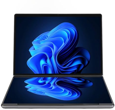 ASHATA 13,5 Zoll Laptop, Dual Screen Laptop für Windows 11 Pro, Touchscreen Laptop, 180 Grad Klappbar, DDR5, 16 GB, 256 GB SSD, Business Laptop BT 5.0, 1 MP Kamera (EU)