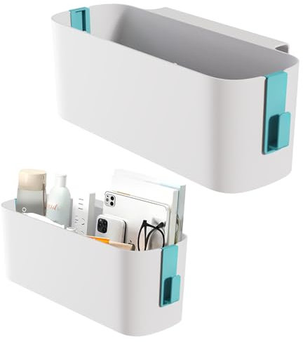 Bedside Storage Hanging Basket, Shelf Pockets Storage Holder Hanging Storage Box with 2 Detachable Hooks, Bunk Bed Bedside Organizer Caddy for Book Cell Phone Earphone Magazine Toy(Green)