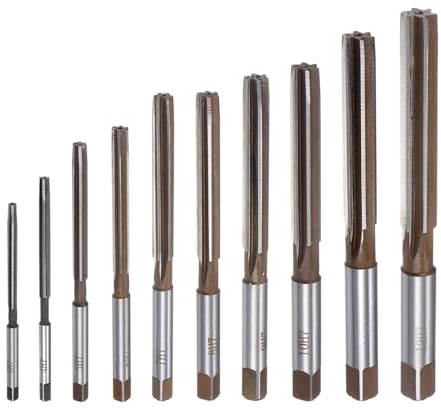uxcell 10pcs Hand Reamers Set 3mm 4mm 5mm 6mm 7mm 8mm 9mm 10mm 11mm 12mm H7 Metric Alloy Steel Reamer Bit Straight Flutes Steel Cutting Tool for Metal Wood Hole Reaming