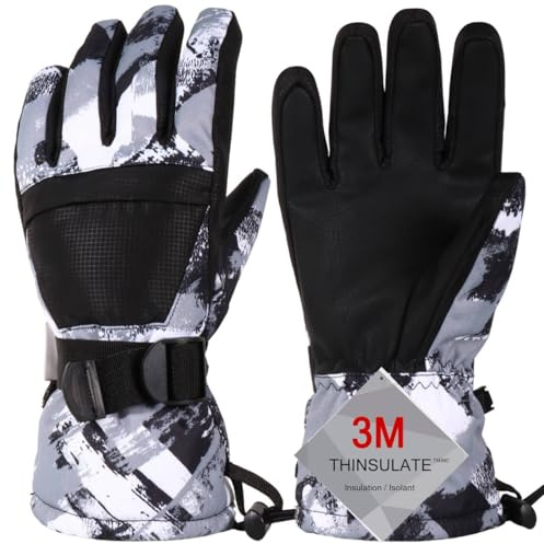 Pnosnesy Gants de Ski, Les Gants de Neige imperméables à l'eau et Respirables Les Plus Chauds par Temps Froid, pour Les Hommes,adapté pour Les Parents et Les Enfants à l'extérieur