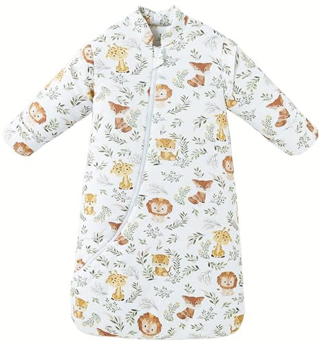 Chilsuessy Baby Schlafsack Winter 3.5 Tog Kinder Schlafsack Ganzjahres Schlafsäcke Jungen Mädchen Schlafsack für Kleinkinder Neugeborene, Dschungel Tiere/3.5 Tog, L (90-105 cm)