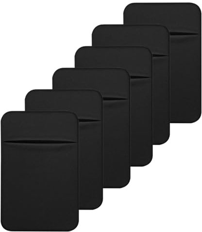 FUIPVGI 6 Piezas Paquete de Tarjetas para Teléfono Celular con Adhesivo Paquete de Soportes para Tarjetas Tarjetero Movil Fundas para Tarjetas de Tela Elástica ID Tarjeta Crédito Pocket Stick (Negro)