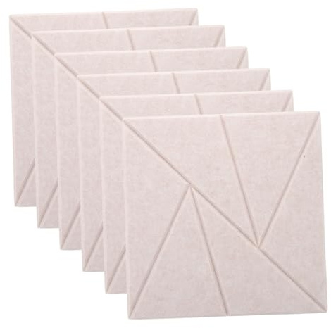 ifundom 6pcs Self-adhesive High Density Acoustic Sound Absorption Panels for Indoor Wall Noise Reduction Office Soundproofing Pads Light Camel