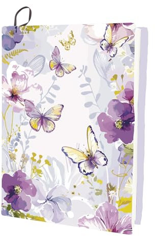 CRASPIRE Dehnbarer Buchumschlag Mit Schmetterlingsmotiv Blume Waschbar Elastisch Große Buchhülle Aus Nylon Lila Wiederverwendbarer Buchschutz Notizbuchumschläge Für 9x11 Zoll Hardcover Bücher Lehrbuch