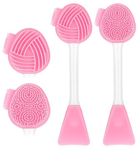 JIEYAO 2 Stück Manuelle Gesichtsreinigungsbürste,2 in 1 Silikon Gesichtsbürste Peeling Reinigungsbürste Mit Griff Wasserdicht Face Scrubber Gesichtsreinigungsschrubber Für Alle Hauttypen