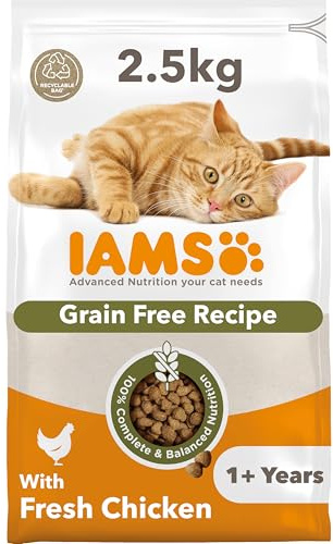 IAMS Alimento sin Cereales con Pollo Fresco - Alimento seco para Gatos a Partir de 1 año, 2,5 kg