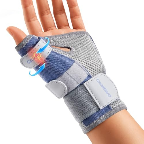 CAMBIVO Thumb Brace with Adjustable Straps, Breathable Wrist Support with Open-Palm for Arthritis, De Quervain's Tenosynovitis, Sprains, Fits Right or Left (Lake Blue, S/M)