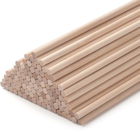 Wooden Dowel Rods Wood Dowels Wooden Sticks for Crafts, 100 PCS 5 mm x 15 cm Round Macrame Sticks, Unfinished Hard Wood Stick for Crafting, Arts and DIYers, Tiered Cake Support, Wedding Ribbon Wands