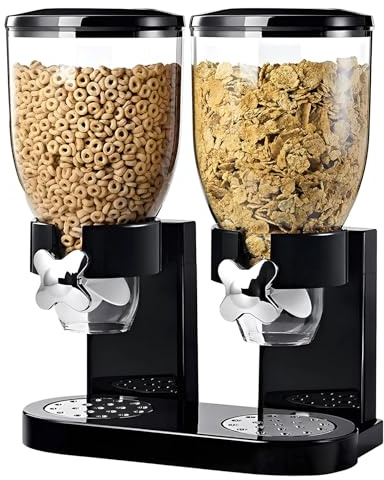 FARYODI Cereal - Dispensador de alimentos (2 L, plástico, dispensador de cereales y copos de maíz, ideal para dulces, recipientes herméticos (juego de dos piezas)