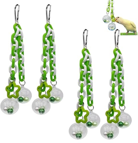 Xvilmaun 4 Piece Bird Bell Toy, Chewable Interactive Ball For Birds, Parrot Hanging Bell Interactive Parrot Toys, Parrots Toy Ball For Caged Birds Cockatiel Parakeet Small Medium Birdss