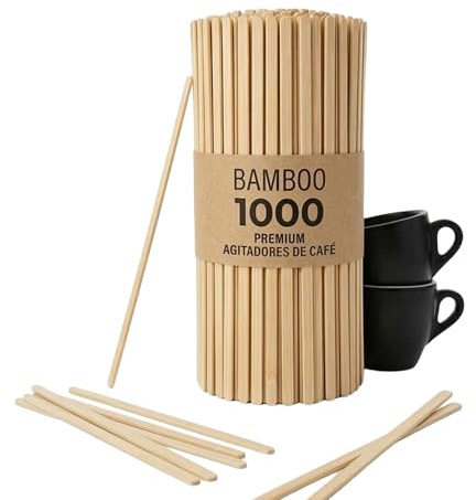 GASTROTOMI Palitos de Madera para Café 1000 Unidades – Palillos Desechables – Paletinas Café Ecológicas Biodegradables – Removedor Café para Bar, Oficina y Cucharas de Bambú desechables (1000)