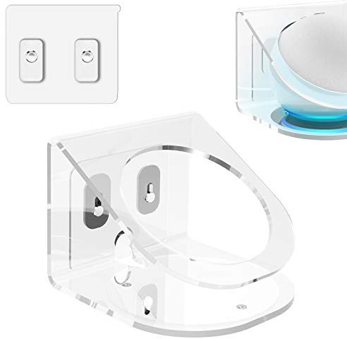 Geekria Acryl-Wandhalterung für Echo Dot (4. Generation) mit LED-Uhr und Alexa, Lautsprecherständer, stabile Halterung, passend für alle neuen 2021 Echo Dot Smart Lautsprecher (klar)