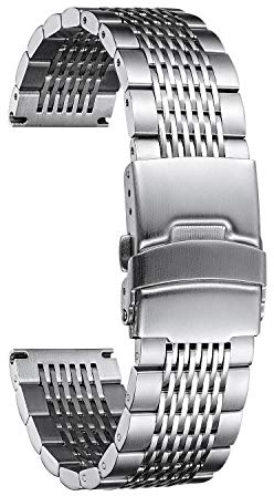 BINLUN Edelstahl Uhrenarmband 18mm 19mm 20mm 21mm 22mm 24mm Mesh Metall Uhrenarmband für Damen Herren Ersatz Armband Metallarmband Klassisch Poliert Milanese Edelstahlarmband in 5 Farben